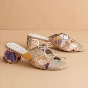 OASIS SOCIETY Emerald Double Bow Heeled Sandals in Floral